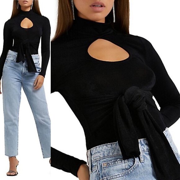 NWT River Island Cut-Out Detail  Belted Wrap Top, UK14/US10 - Picture 1 of 14